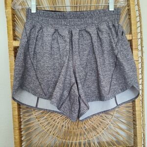 Lululemon Track That Short 5" Heather Lux Gray Multi Black Sz 8
